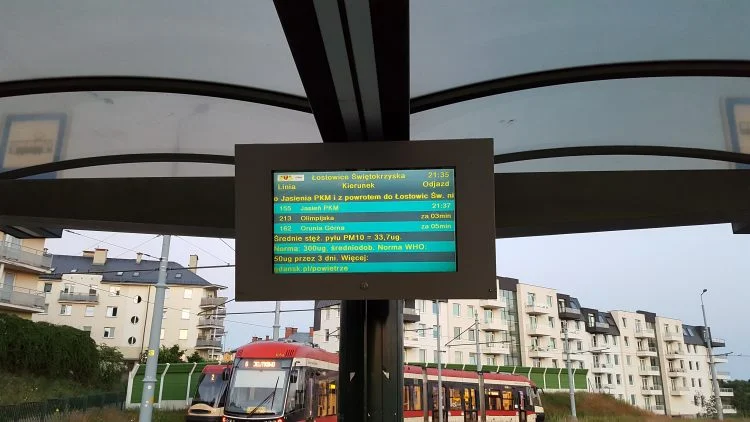 Public transport in Gdansk - bus stop board