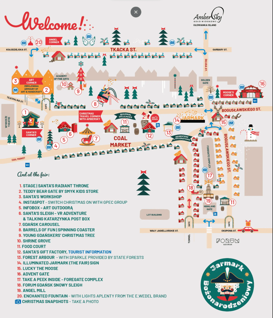 Christmas Market in Gdansk 2023 map